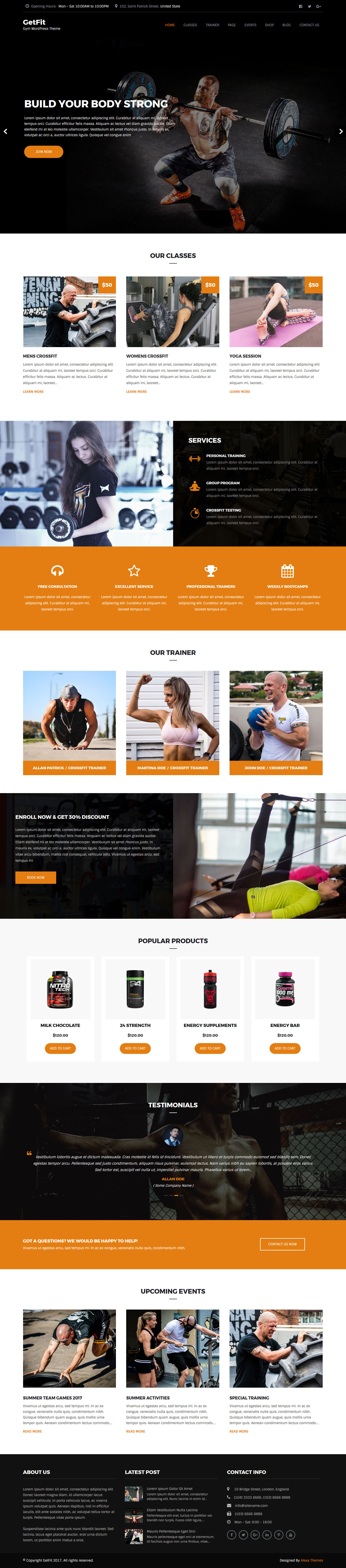 free gym WordPress theme