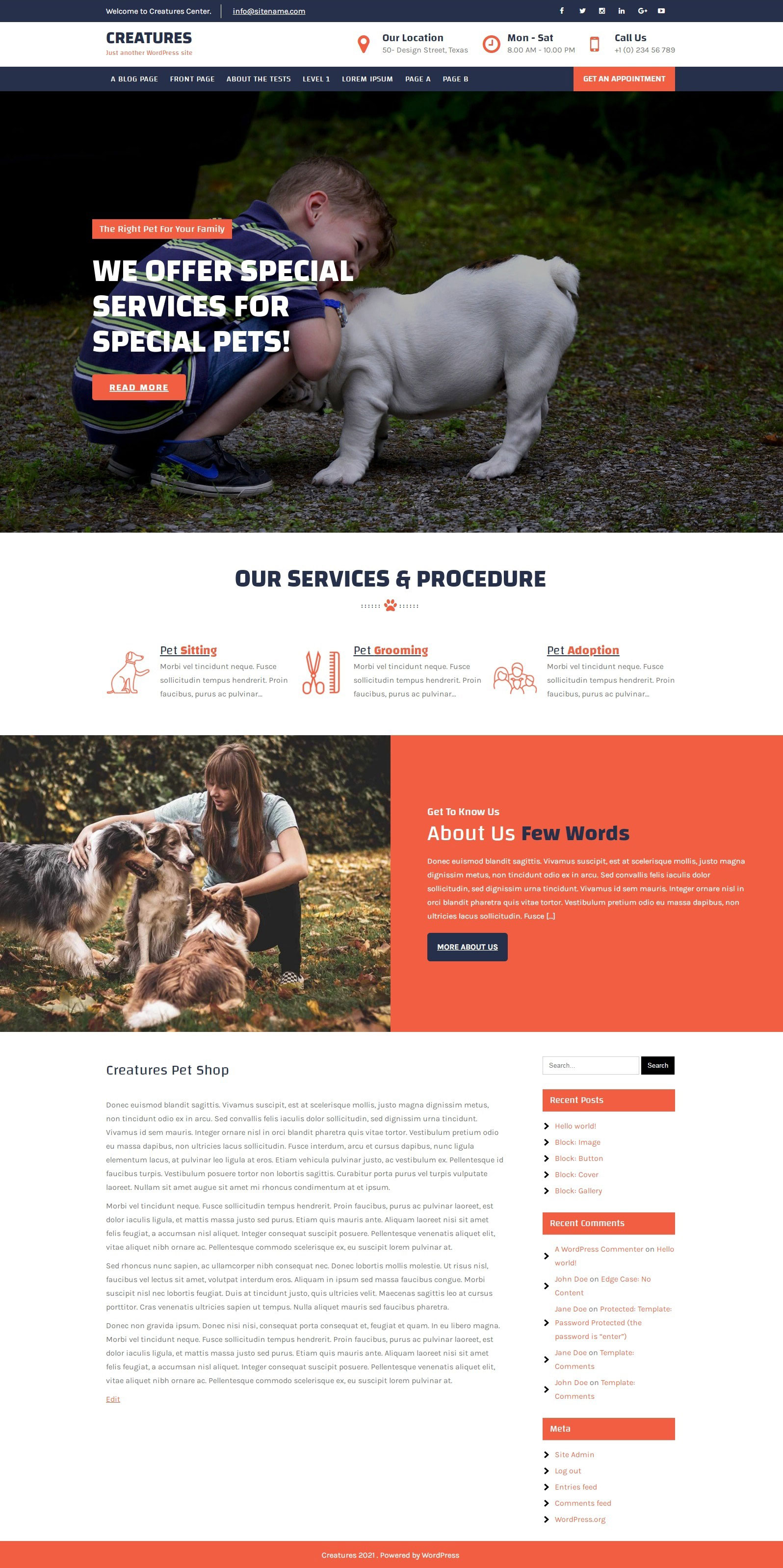 free creatures wordpress theme