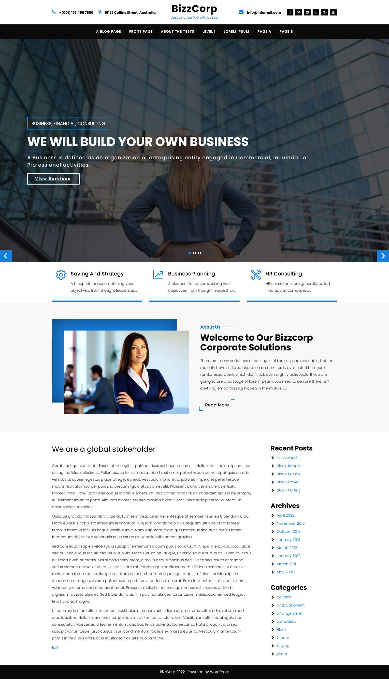 Bizzcorp Lite WordPress Theme