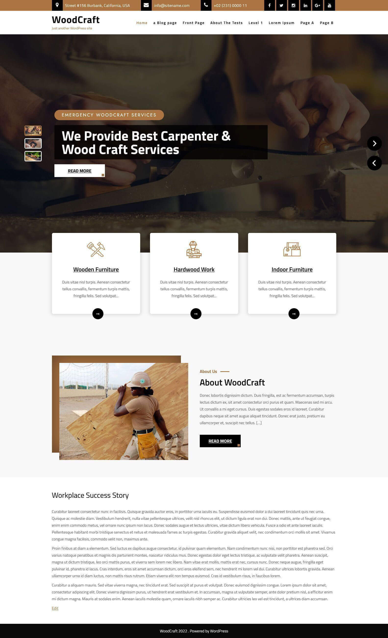 Free Woodcraft WordPress Theme